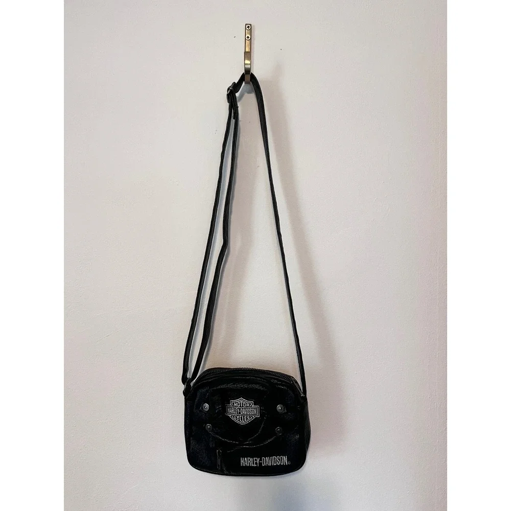 Harley-Davidson Black Faux Leather Moto Jacket Crossbody Bag Y2K May 2017 - Picture 7 of 7